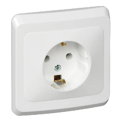 ЭТЮД Розетка скрытая с заземлением без шторок белая Systeme Electric PC16-003B