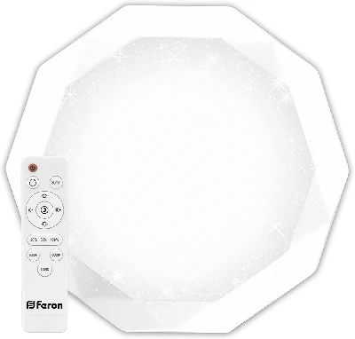 Светильник светодиодный ДБО-36w матовый с эффектом Звездного неба регулировкой цветовой температуры 3000-6500К светового потока max 2900Лм и режима освещенности с пультом управления и таймером выключения FERON AL5200 29635
