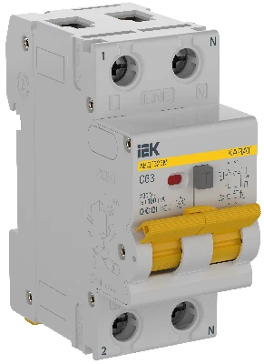 KARAT Выключатель автоматический дифференциального тока АВДТ32EM 1P C63 100мА тип A IEK KA-VD14-1-063-C-100-A