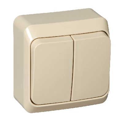 ЭТЮД Выключатель двухклавишный наружный бежевый сх.5 Systeme Electric BA10-002K