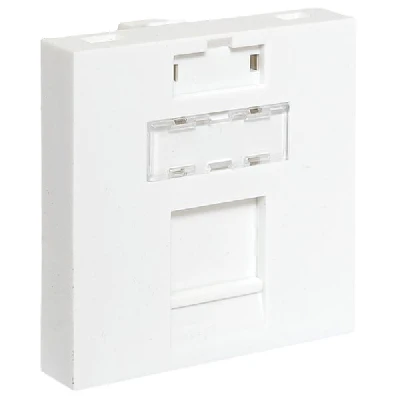 Вставка розеточная TERACOM PRO 45x45мм формат Mosaic на 1 модуль Keystone со шторкой и маркером белая EKF TRP-INS-MOS-2M1P-WH