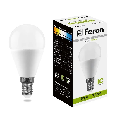 Лампа светодиодная LED 11вт Е14 белый матовый шар FERON LB-750 25947