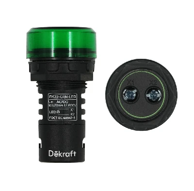 Лампа ADDS 22мм зеленая LED 22 24В AC/DC Dekraft 25065DEK