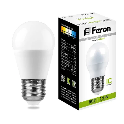 Лампа светодиодная LED 11вт Е27 белый матовый шар FERON LB-750 25950
