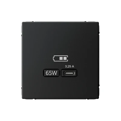 ARTGALLERY USB розетка тип-С 65Вт высокоскор.заряд. QC, PD, механизм, карбон Systeme Electric GAL001027