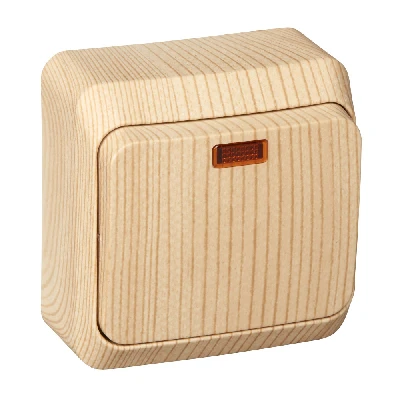 ЭТЮД Выключатель одноклавишный наружный с подсветкой сосна сх.1 Systeme Electric BA10-005D