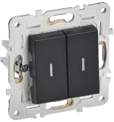 SKANDY Выключатель 2-клавишный проходной с индикацией 10А SK-V10Bl черный IEK SK-V22-1-10-K02