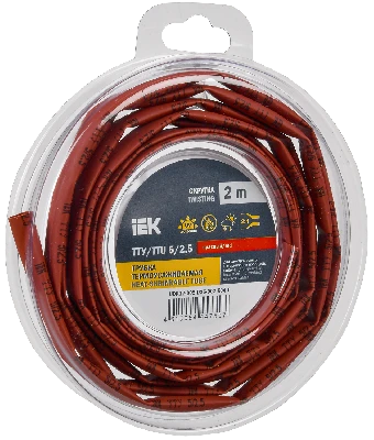 Трубка термоусадочная ТТУ нг-LS 5/2,5 красная (2м/упак) IEK UDR12-005-D25-002-K04-T