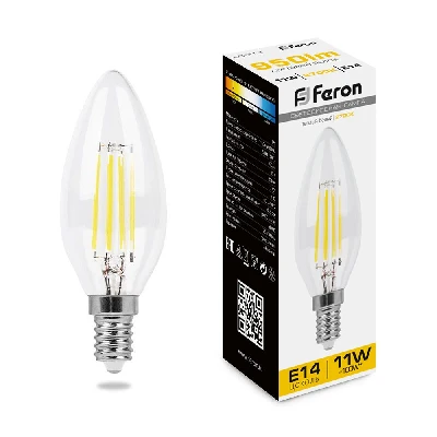 Лампа светодиодная LED 11вт Е14 теплый свеча FILAMENT FERON LB-713 38006