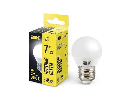 Лампа светодиодная G45 шар 7Вт 230В 3000К E27 IEK LLE-G45-7-230-30-E27