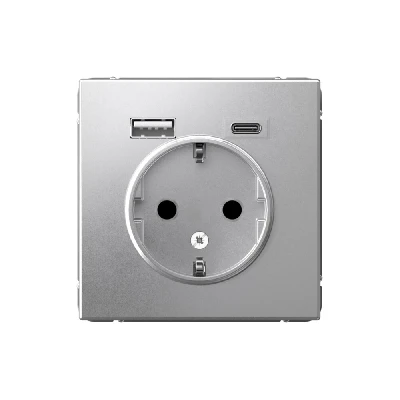 ARTGALLERY розетка 16А с 2 USB A+C, 5В/2,4А/3,0А, 2х5В/1,5А, механизм, алюминий Systeme Electric GAL000332