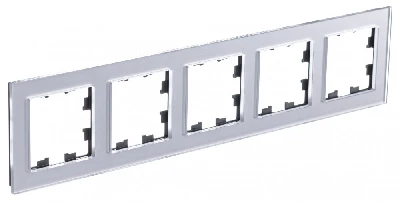 ATLASDESIGN NATURE рамка пятипостовая, ОРГАНИЧЕСКОЕ СТЕКЛО АЛЮМИНИЙ Systeme Electric ATN320305