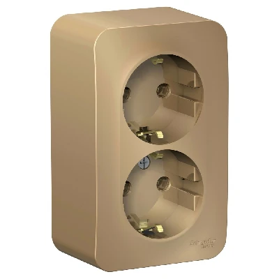 BLANCA розетка наружная двойная с заземлением без шторок с изолирующей пластиной, 16А, 250В, титан Systeme Electric BLNRA010214