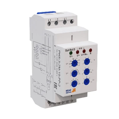 Реле контроля фаз OptiRel D PHS-3-2M-10-PN-2 универсальное трехфазный+N 2СО КЭАЗ 332002