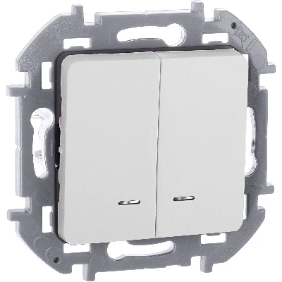 Выключатель двухклавишный с подсветкой/индикацией INSPIRIA 10 AX 250 В~ белый Legrand 673630