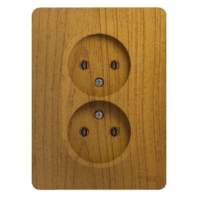 GLOSSA Розетка двойная без заземления дуб в сборе Systeme Electric GSL000520