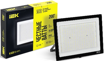Прожектор СДО 06-200 светодиодный черный IP65 6500K IEK LPDO601-200-65-K02
