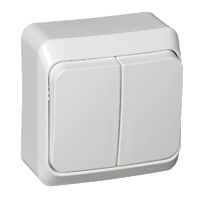 ЭТЮД Выключатель двухклавишный наружный белый сх.5 Systeme Electric BA10-002B