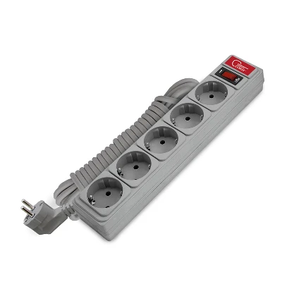 Сетевой фильтр СОЮЗ ПВС 3*0,75 5гн., выключатель с индикацией, с заземлением, серый 5м UNIVersal 1330