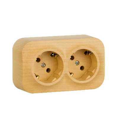 Quteo розеточный блок с предварительным           подключением 2 x 2К+З без шторок - 16 A - 250 В IP20 - Дерево Legrand 782293