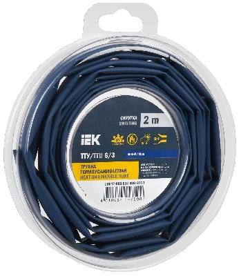 Трубка термоусадочная ТТУ нг-LS 6/3 синяя (2м/упак) IEK UDR12-006-003-002-K07-T