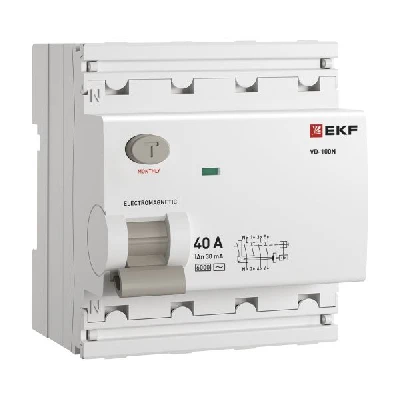 Выключатель дифференциального тока ВД-100N  4P 40А 30мА тип AC эл-мех 6кА PROXIMA EKF E1046M4030