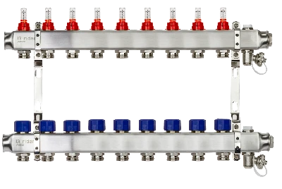 Коллекторная группа SSM-9RF set 9 контуров 1' x 3/4' с расходомерами и кронштейнами Ридан 088U0959R