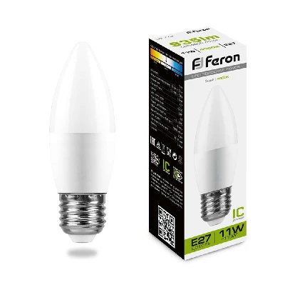 Лампа светодиодная LED 11вт Е27 белый матовая свеча FERON LB-770 25944