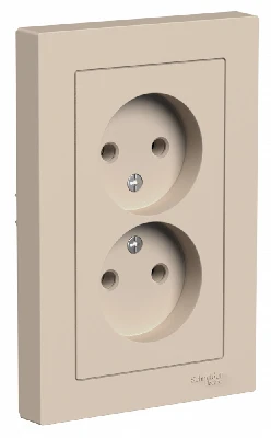 ATLASDESIGN РОЗЕТКА двойная без заземления,16А, в сборе, ПЕСОЧНЫЙ Systeme Electric ATN001220
