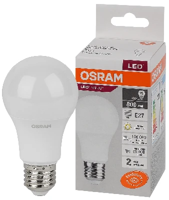Лампа светодиодная LED 10 Вт E27 3000К 800Лм груша 220 В (замена 75Вт) OSRAM LEDVANCE 4058075578821