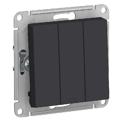 Выключатель трехклавишный ATLASDESIGN схема 1+1+1 10АХ механизм карбон Systeme Electric ATN001031