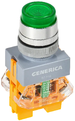 Кнопка D7-11D d=22мм 1з+1р с подсв. зеленая GENERICA IEK BBT50-11D-3-12-K06-G