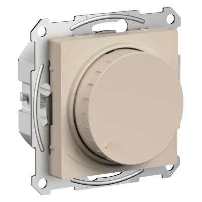 ATLASDESIGN СВЕТОРЕГУЛЯТОР (диммер) повор-нажим,  LED, RC, 400Вт, мех., ПЕСОЧНЫЙ Systeme Electric ATN001223