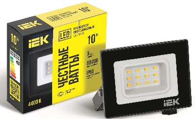 Прожектор СДО 06-10 светодиодный черный IP65 4000K IEK LPDO601-10-40-K02