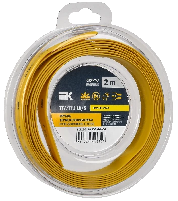 Трубка термоусадочная ТТУ нг-LS 10/5 желтая (2м/упак) IEK UDR12-010-005-002-K05-T