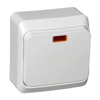 ЭТЮД Выключатель одноклавишный наружный с подсветкой белый сх.1 Systeme Electric BA10-005B