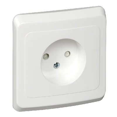 ЭТЮД Розетка скрытая без заземления со шторками белая Systeme Electric PC16-002B