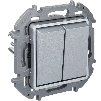 Переключатель модульный двухклавишный - INSPIRIA -10 AX - 250 В~ - алюминий Legrand 673657