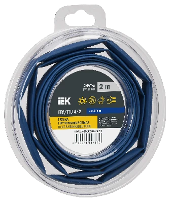 Трубка термоусадочная ТТУ нг-LS 4/2 синяя (2м/упак) IEK UDR12-004-002-002-K07-T