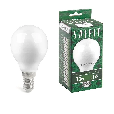 Лампа светодиодная LED 13вт Е14 теплый матовый шар SAFFIT SBG4513 55157