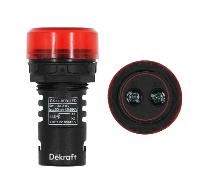 Лампа ADDS 22мм красная LED 24В Dekraft 25066DEK