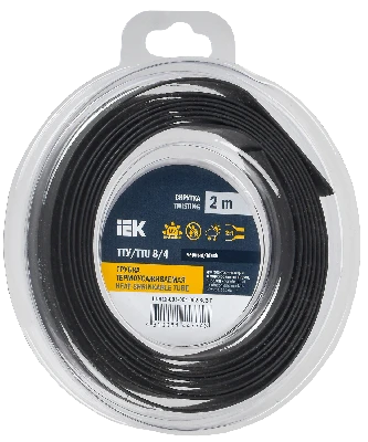 Трубка термоусадочная ТТУ нг-LS 8/4 черная (2м/упак) IEK UDR12-008-004-002-K02-T