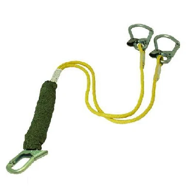 Двойной строп из огнеупорного каната с амортизатором, с двумя большими монтажными и одним соединительным карабином - Строп аВнд исп.3 Прогресс Сефети Строп аВнд+Кс исп.3 00-00000500