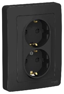 BLANCA скрытой установки розетка двойная с заземлением со шторками, 16А, 250В, антрацит Systeme Electric BLNRS001126