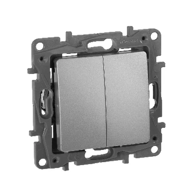 ETIKA Переключатель двухклавишный алюминий автоматические зажимы 10AX Legrand 672412