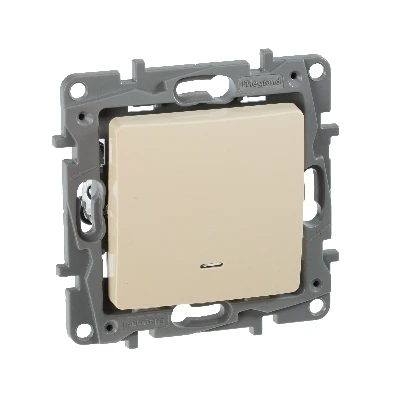 Выключатель одноклавишный, с подсветкой, бежевый, безвинтовые зажимы Legrand 672303
