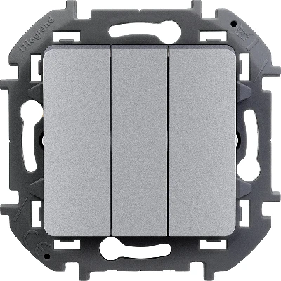 Выключатель трехклавишный INSPIRIA 10 AX 250 В~ алюминий Legrand 673642