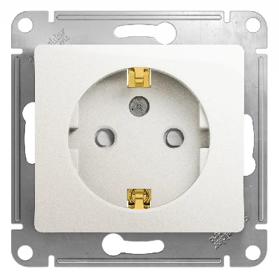 GLOSSA Розетка с заземлением со шторками перламутр в рамку Systeme Electric GSL000645