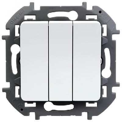 Выключатель трёхклавишный Inspiria 10АХ 250В винтовые зажимы - белый