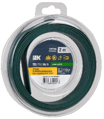 Трубка термоусадочная ТТУ нг-LS 10/5 зеленая (2м/упак) IEK UDR12-010-005-002-K06-T
